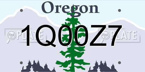 1Q00Z7 Oregon License Plate