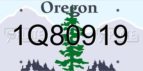 1Q80919 Oregon License Plate