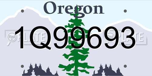1Q99693 Oregon License Plate