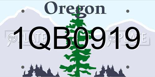 1QB0919 Oregon License Plate