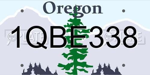 1QBE338 Oregon License Plate