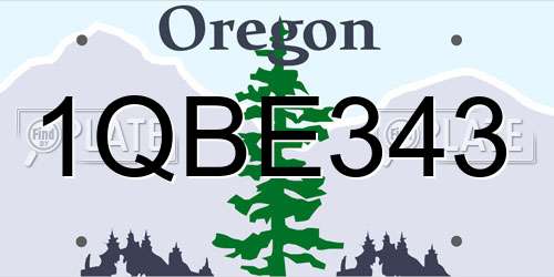 1QBE343 Oregon License Plate