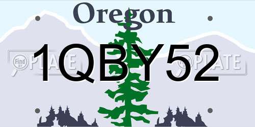 1QBY52 Oregon License Plate