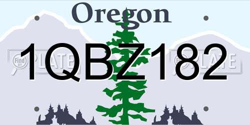 1QBZ182 Oregon License Plate