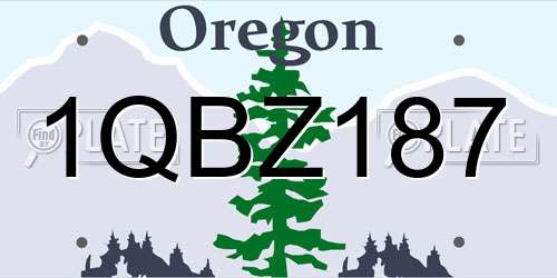 1QBZ187 Oregon License Plate