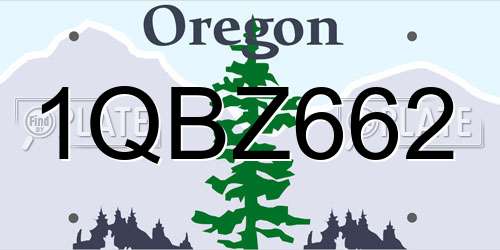 1QBZ662 Oregon License Plate