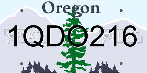 1QDO216 Oregon License Plate