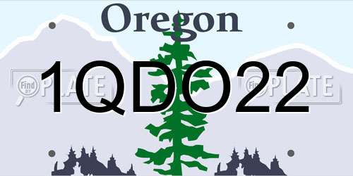 1QDO22 Oregon License Plate
