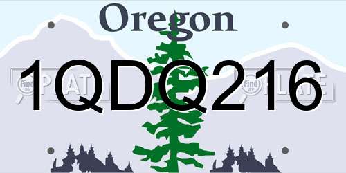 1QDQ216 Oregon License Plate