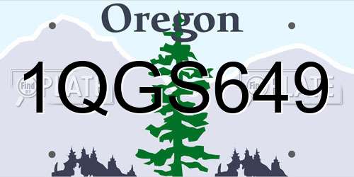 1QGS649 Oregon License Plate