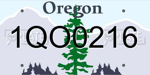 1QO0216 Oregon License Plate