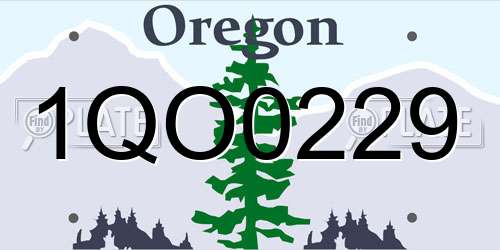 1QO0229 Oregon License Plate