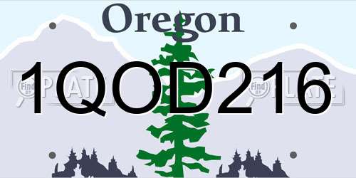 1QOD216 Oregon License Plate