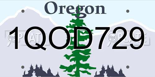 1QOD729 Oregon License Plate