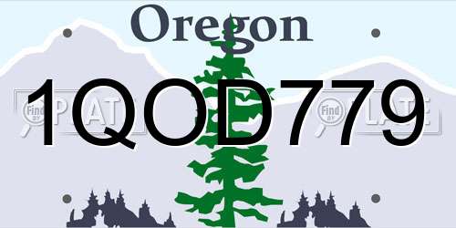 1QOD779 Oregon License Plate