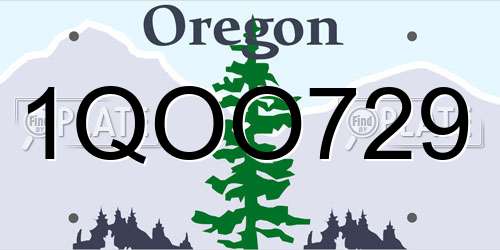 1QOO729 Oregon License Plate