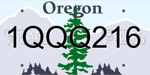 1QQQ216 Oregon License Plate