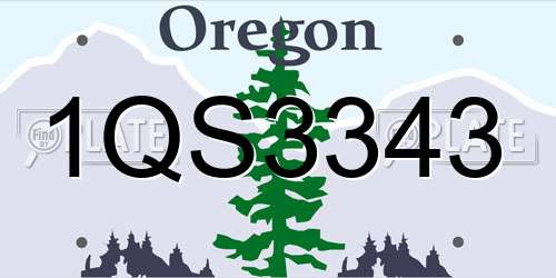 1QS3343 Oregon License Plate