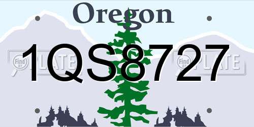 1QS8727 Oregon License Plate