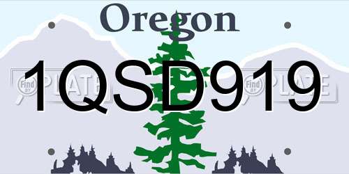 1QSD919 Oregon License Plate