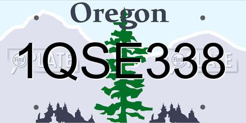 1QSE338 Oregon License Plate