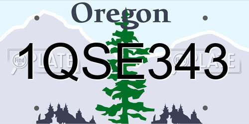 1QSE343 Oregon License Plate