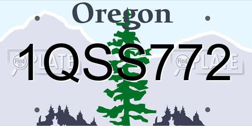 1QSS772 Oregon License Plate