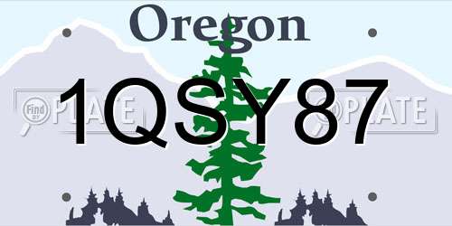 1QSY87 Oregon License Plate