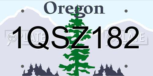 1QSZ182 Oregon License Plate