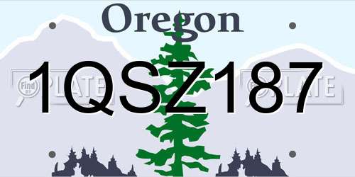 1QSZ187 Oregon License Plate