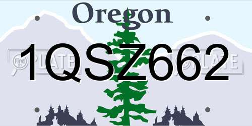 1QSZ662 Oregon License Plate