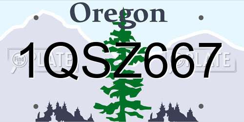 1QSZ667 Oregon License Plate