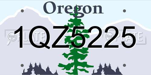 1QZ5225 Oregon License Plate