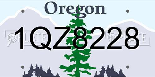 1QZ8228 Oregon License Plate