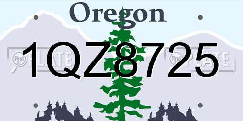 1QZ8725 Oregon License Plate