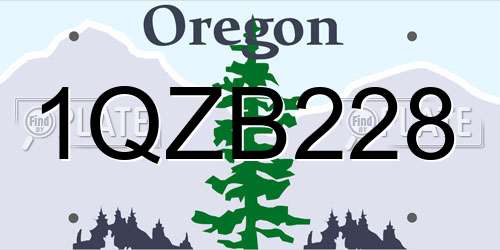 1QZB228 Oregon License Plate