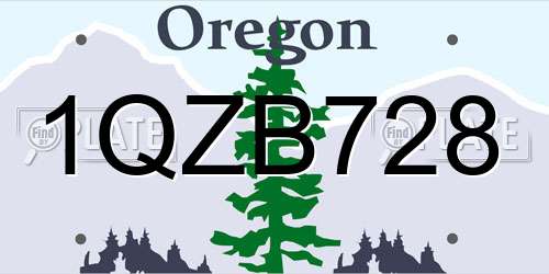 1QZB728 Oregon License Plate