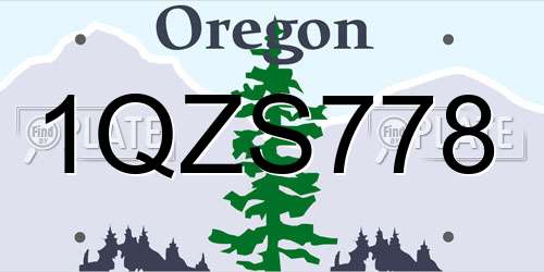 1QZS778 Oregon License Plate