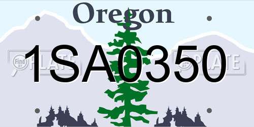 1SA0350 Oregon License Plate