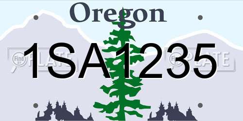 1SA1235 Oregon License Plate