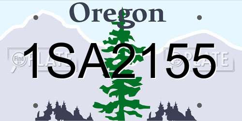 1SA2155 Oregon License Plate