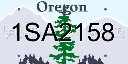 1SA2158 Oregon License Plate