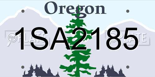 1SA2185 Oregon License Plate