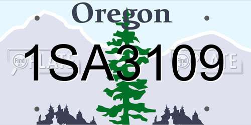 1SA3109 Oregon License Plate