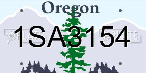 1SA3154 Oregon License Plate
