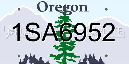1SA6952 Oregon License Plate