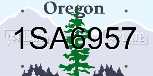 1SA6957 Oregon License Plate
