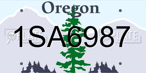 1SA6987 Oregon License Plate