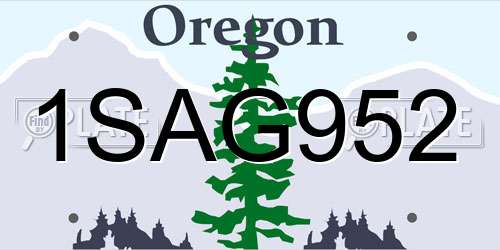 1SAG952 Oregon License Plate