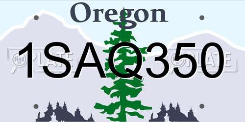 1SAQ350 Oregon License Plate